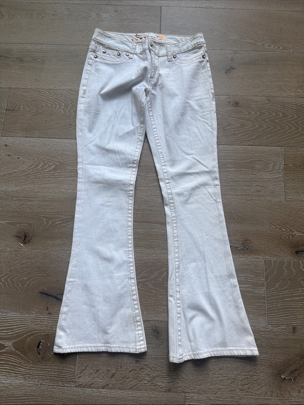 Seven7 Women's White Flare Jeans
